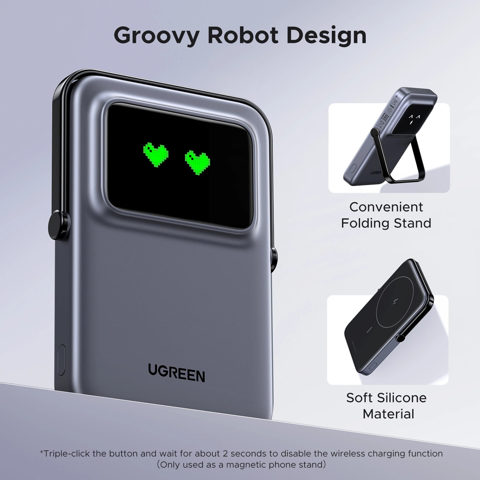 ugreen 5000mah uno series magnetic wireless power bank with foldable stand pb571 35605b ugreen 5000mah uno series magnetic wireless power bank with foldable stand pb571 35605b