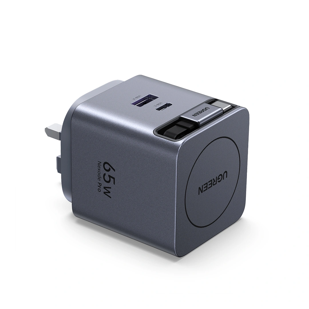 ugreen 65w nexode pro gan fast charger with retractable cable – x615 65826 ugreen 65w nexode pro gan fast charger with retractable cable – x615 65826