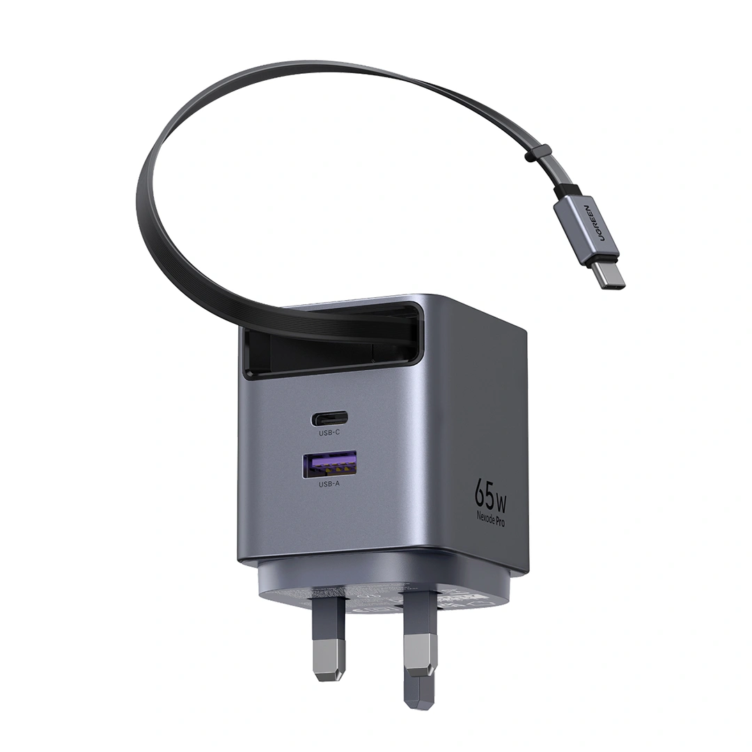 ugreen 65w nexode pro gan fast charger with retractable cable – x615 65826 ugreen 65w nexode pro gan fast charger with retractable cable – x615 65826
