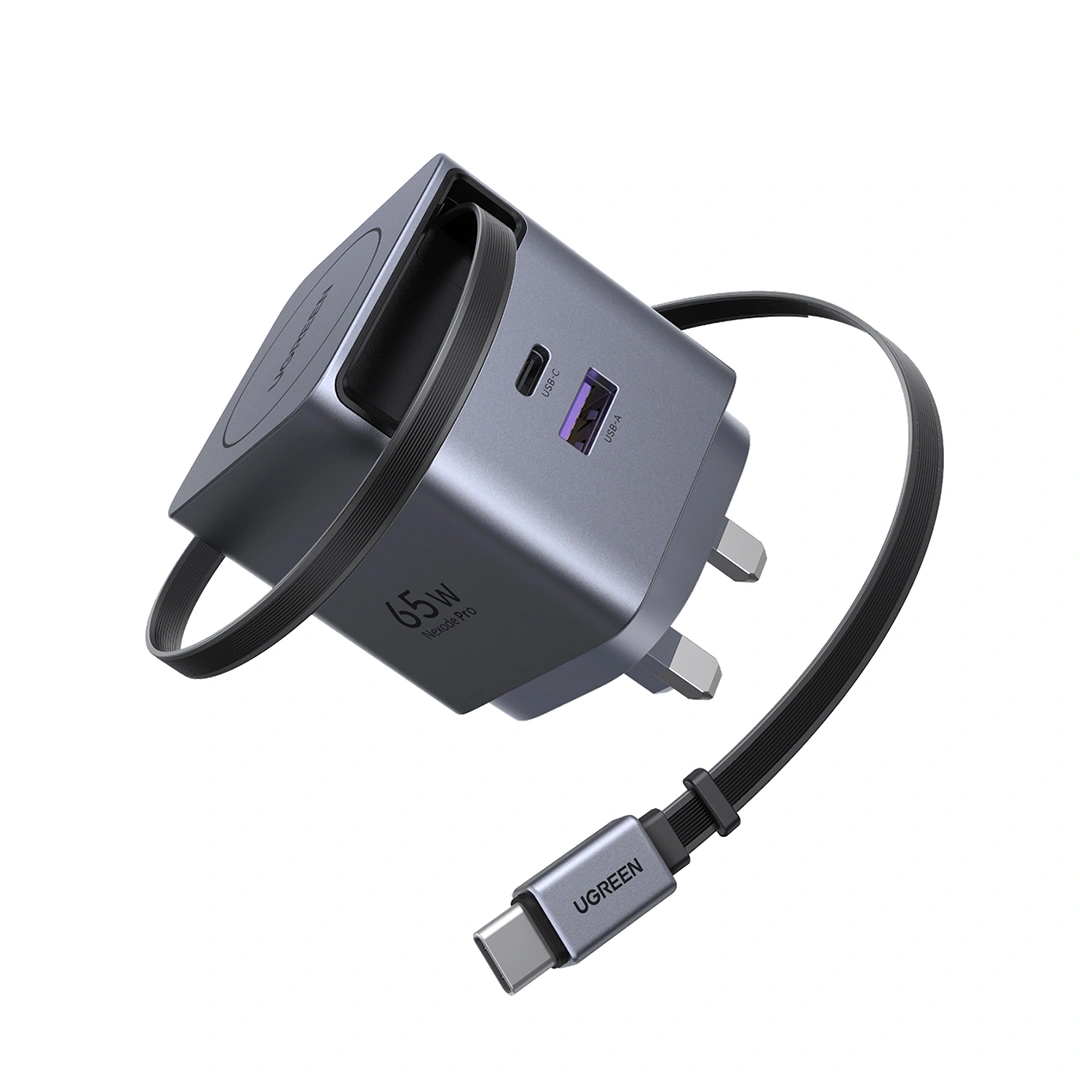 ugreen 65w nexode pro gan fast charger with retractable cable – x615 65826 ugreen 65w nexode pro gan fast charger with retractable cable – x615 65826